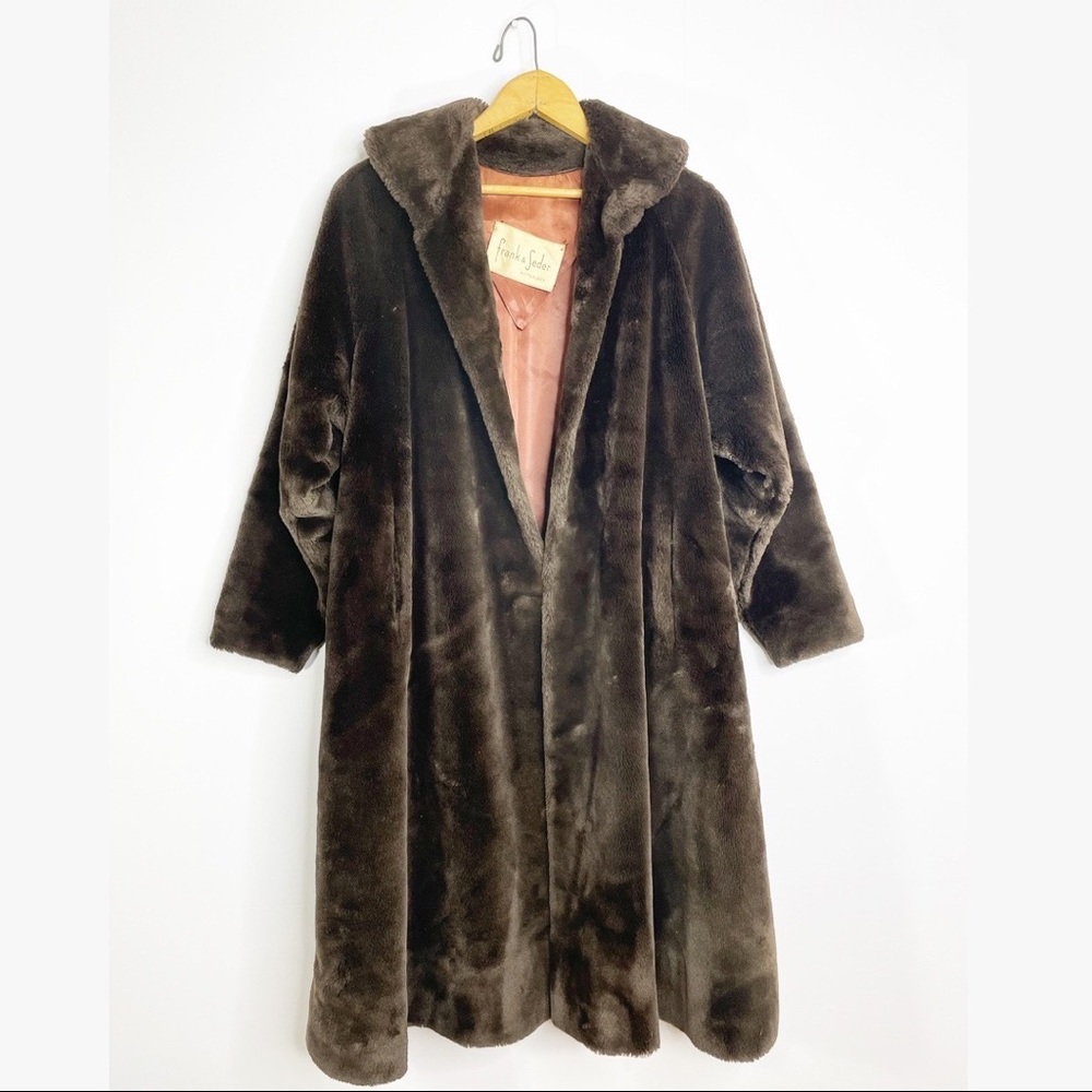 FRANK & SEDER Vintage 1950’s Faux Beaverette Fur Long Coat